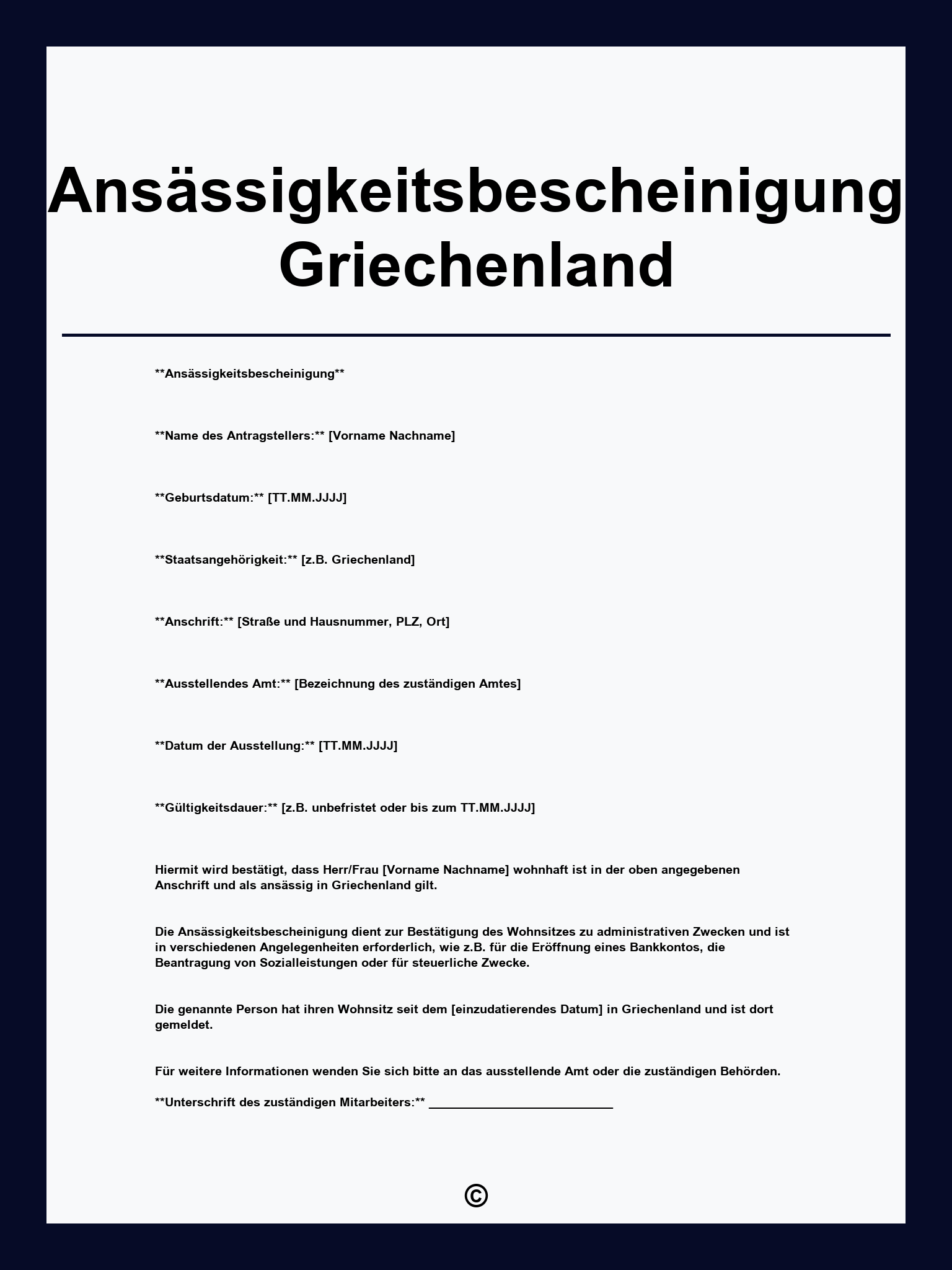 Ansässigkeitsbescheinigung Griechenland