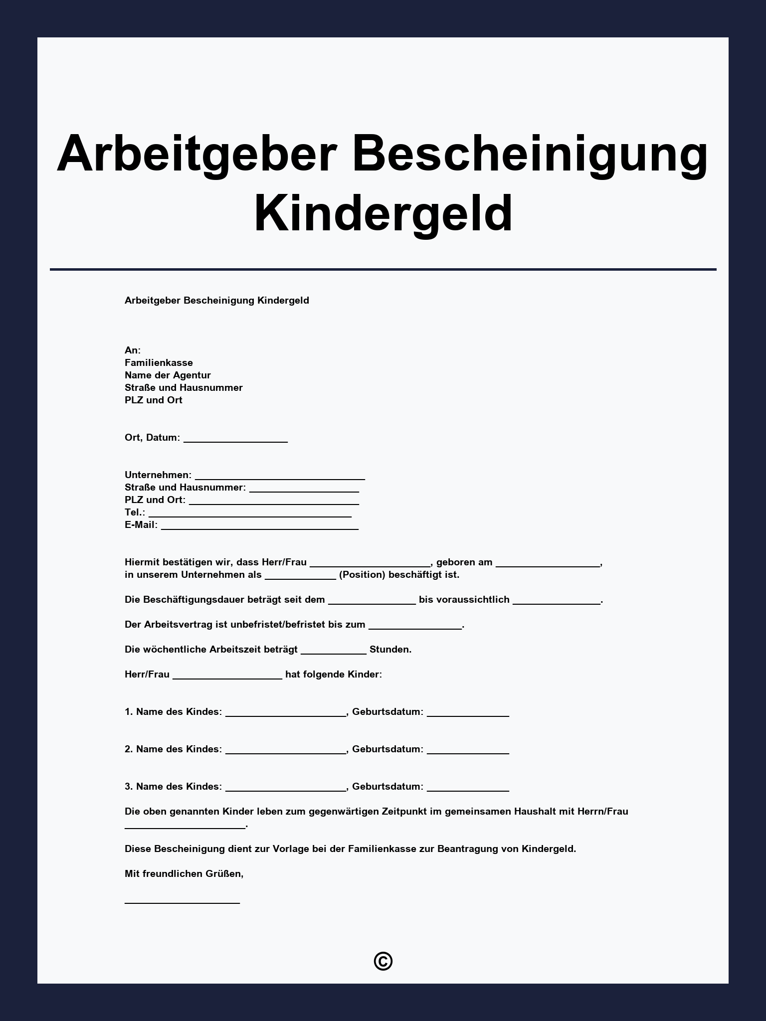 Arbeitgeber Bescheinigung Kindergeld
