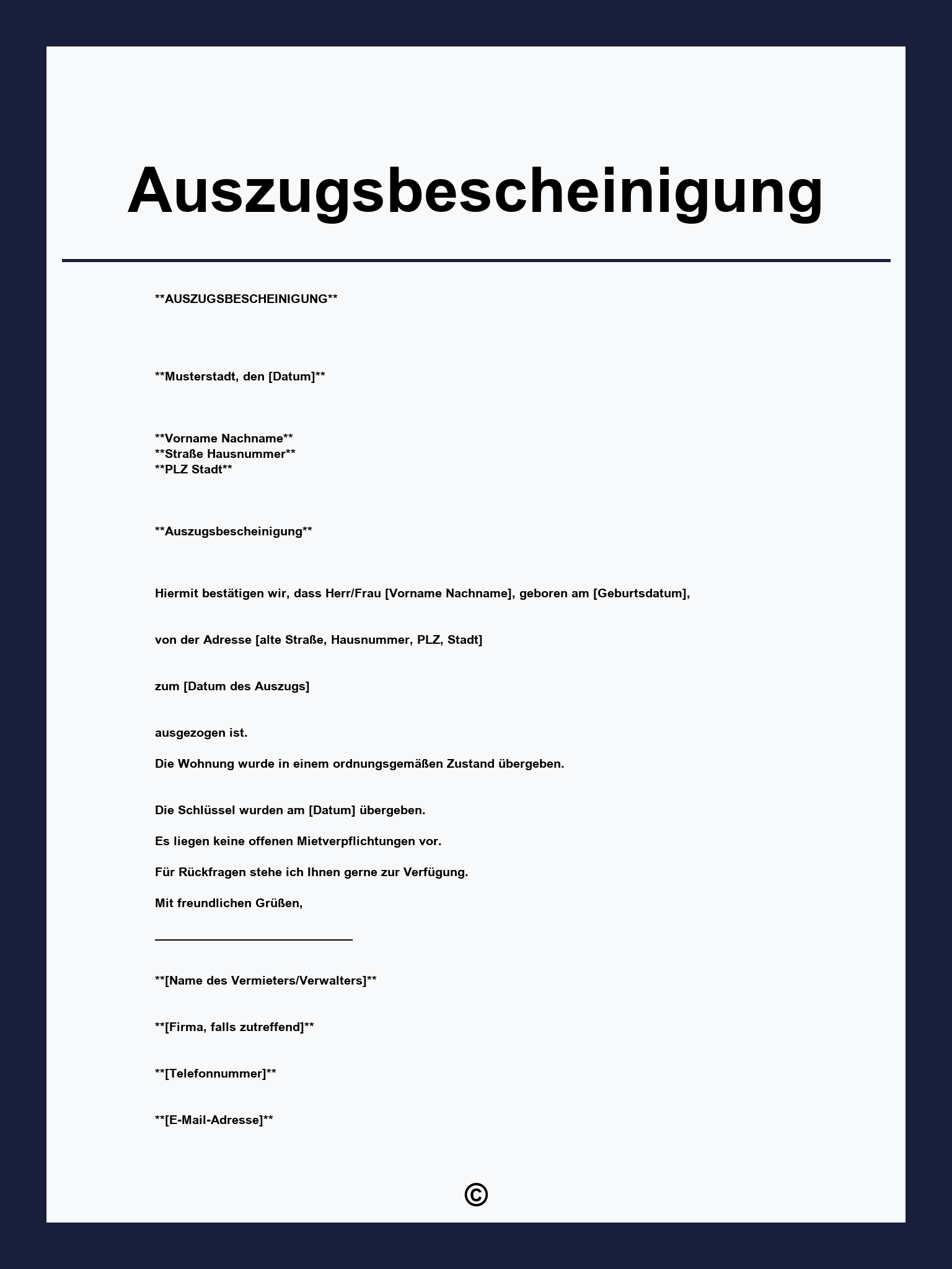 Auszugsbescheinigung
