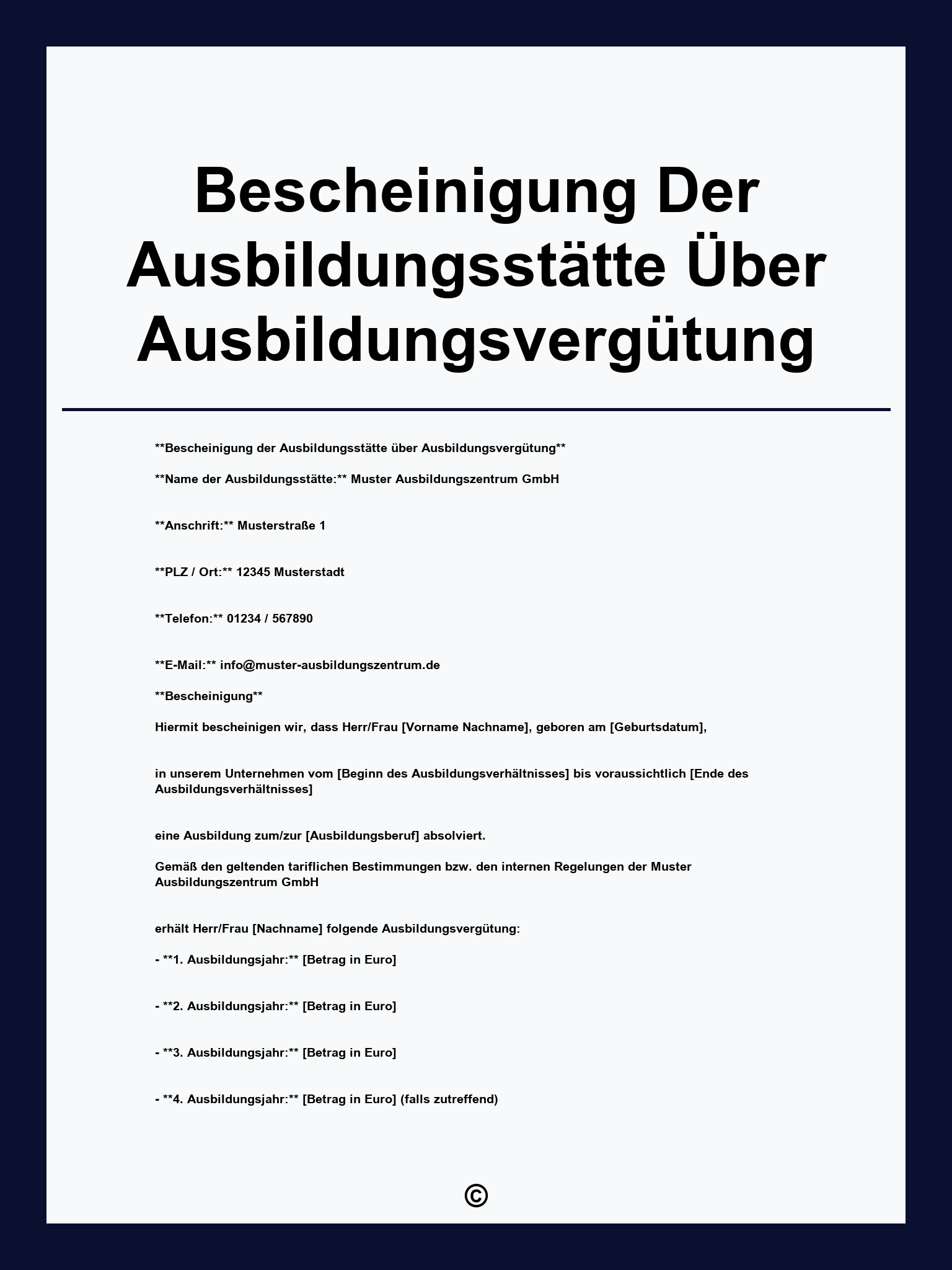 Vorlage Bescheinigung Der Ausbildungsstätte Über Ausbildungsvergütung )