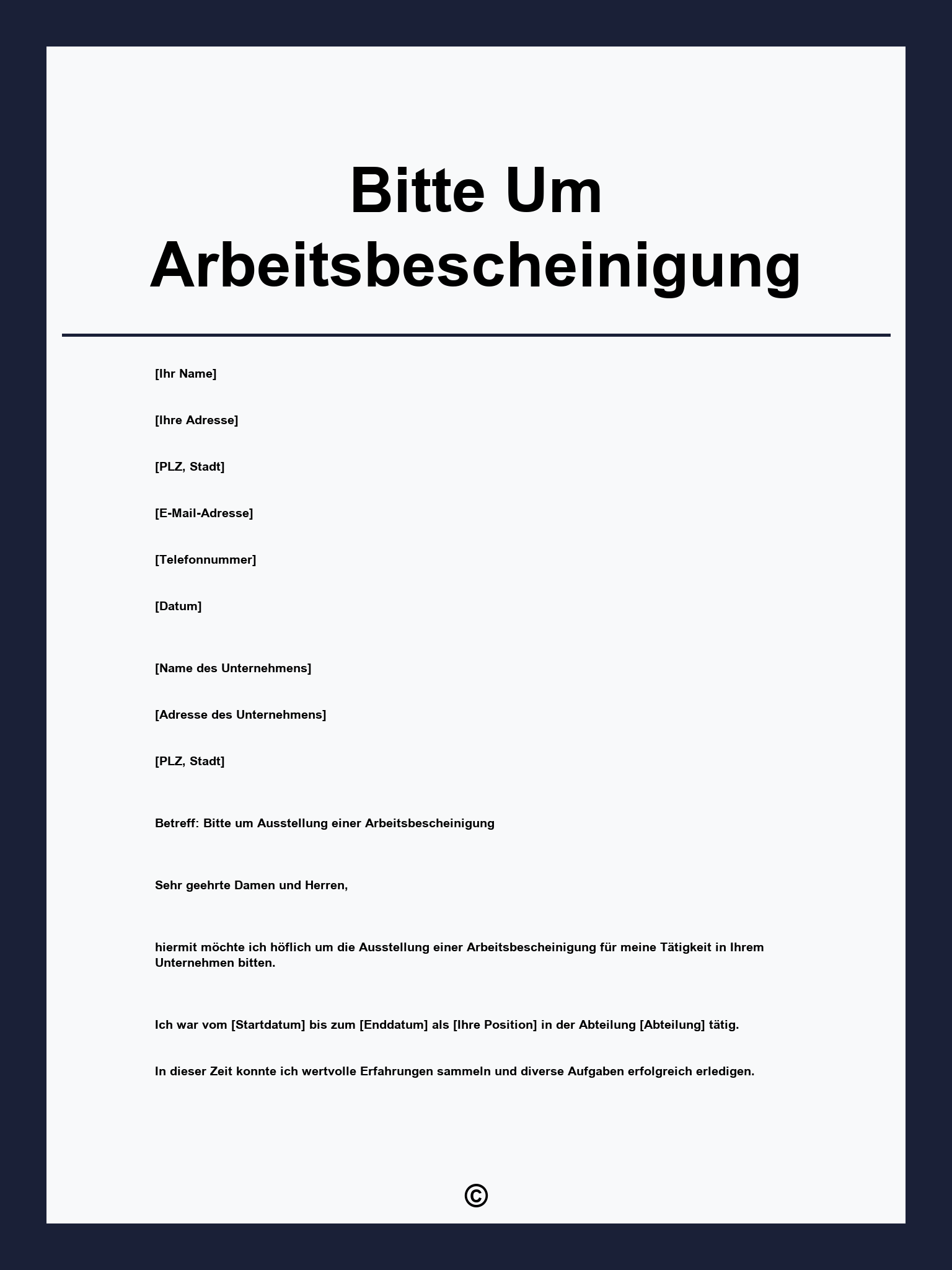 Bitte Um Arbeitsbescheinigung Muster