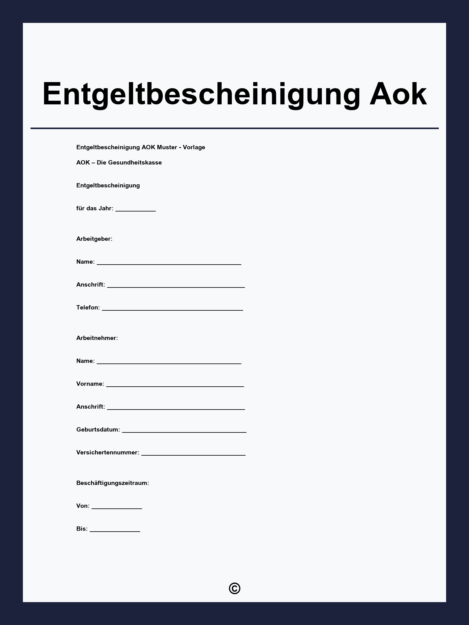 Entgeltbescheinigung Aok Formular