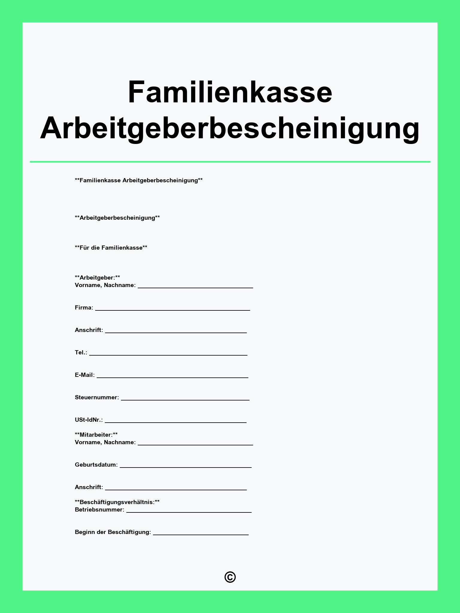 Familienkasse Arbeitgeberbescheinigung