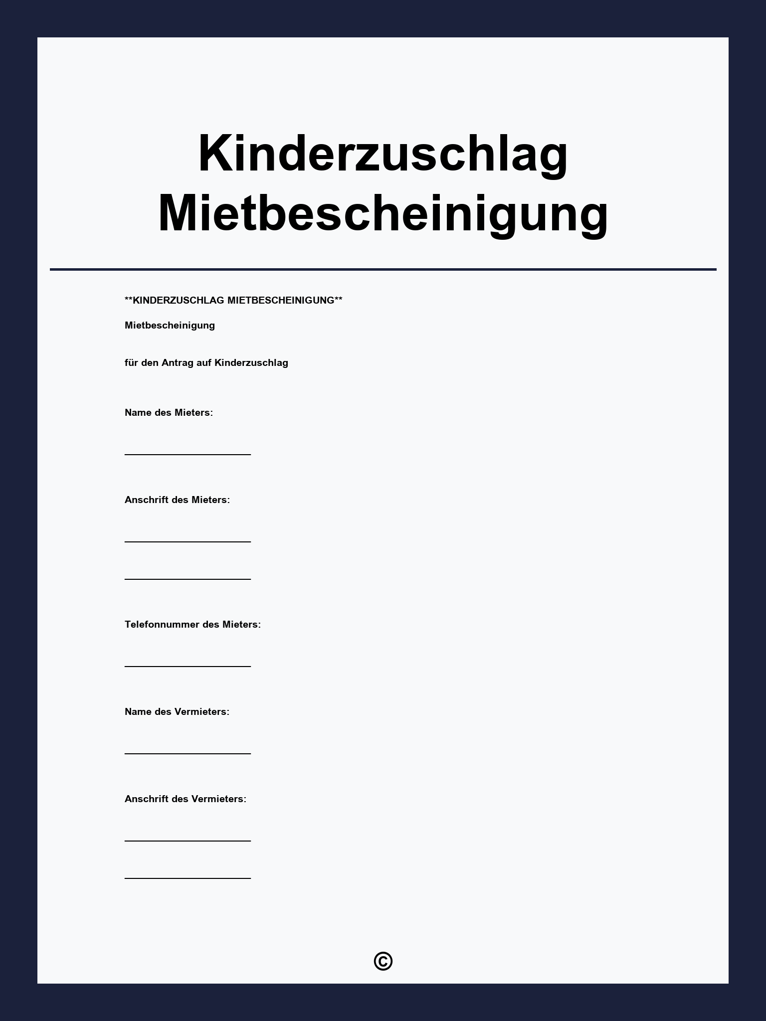Kinderzuschlag Mietbescheinigung