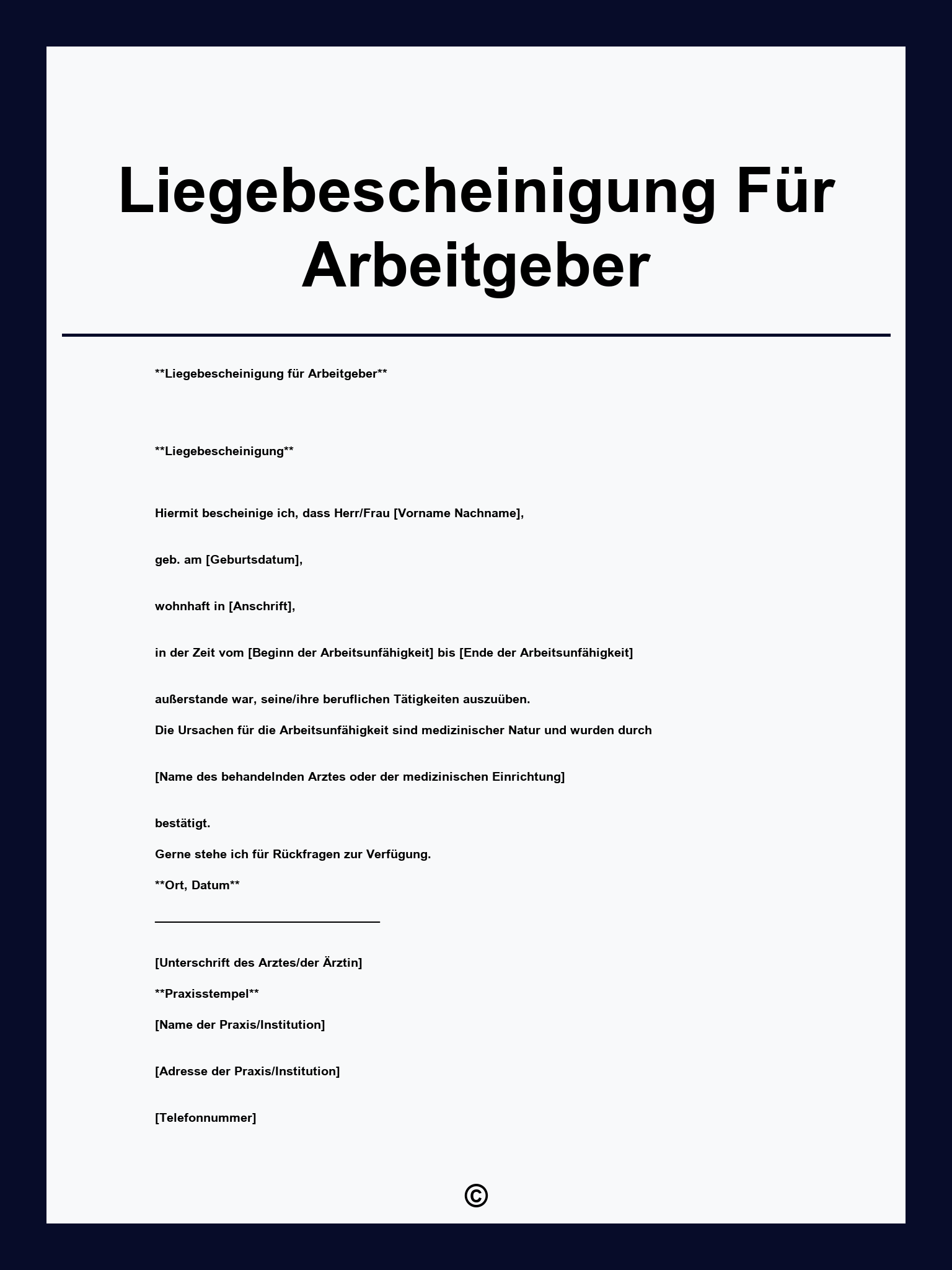 Liegebescheinigung Für Arbeitgeber