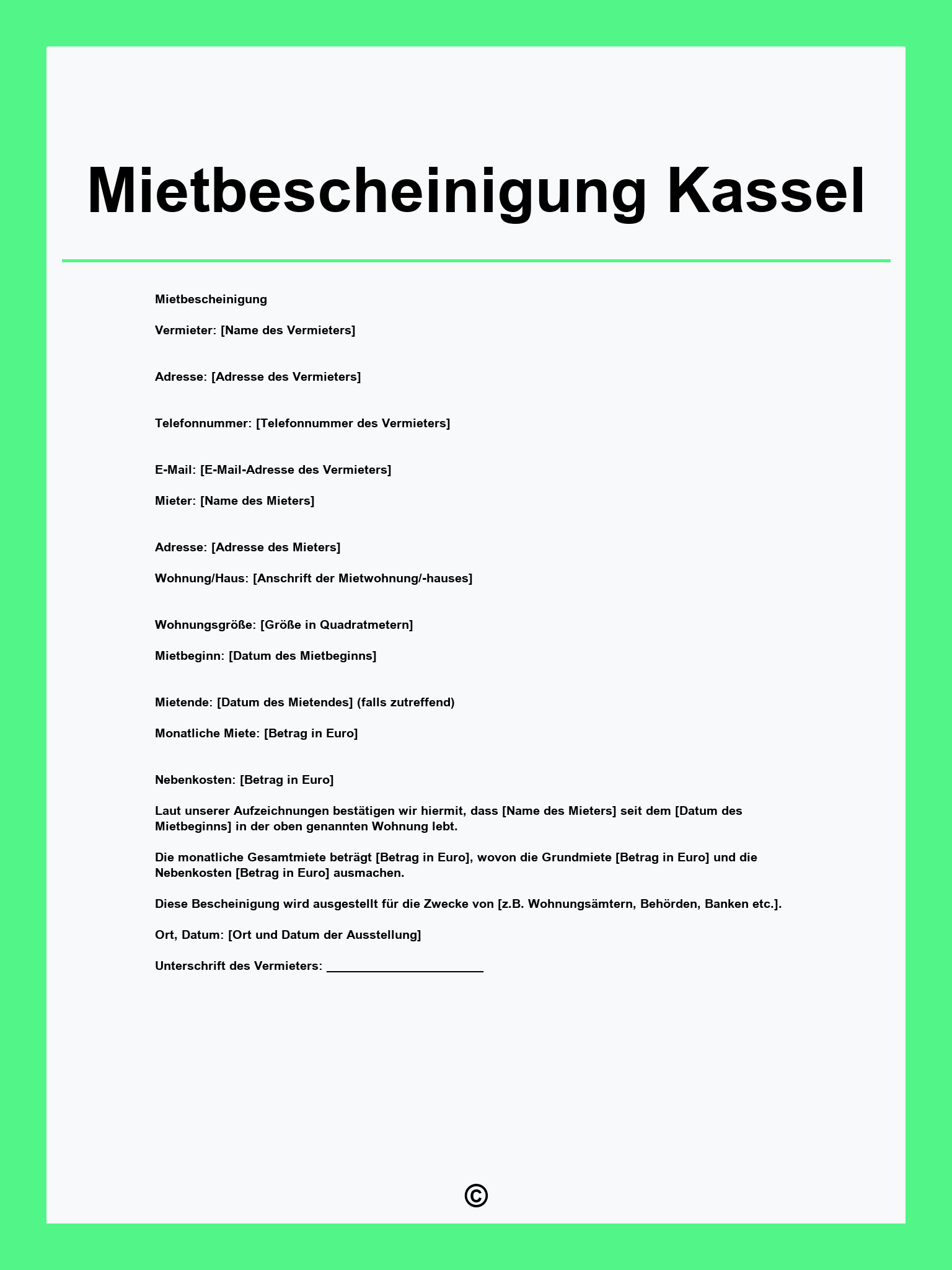 Mietbescheinigung Kassel