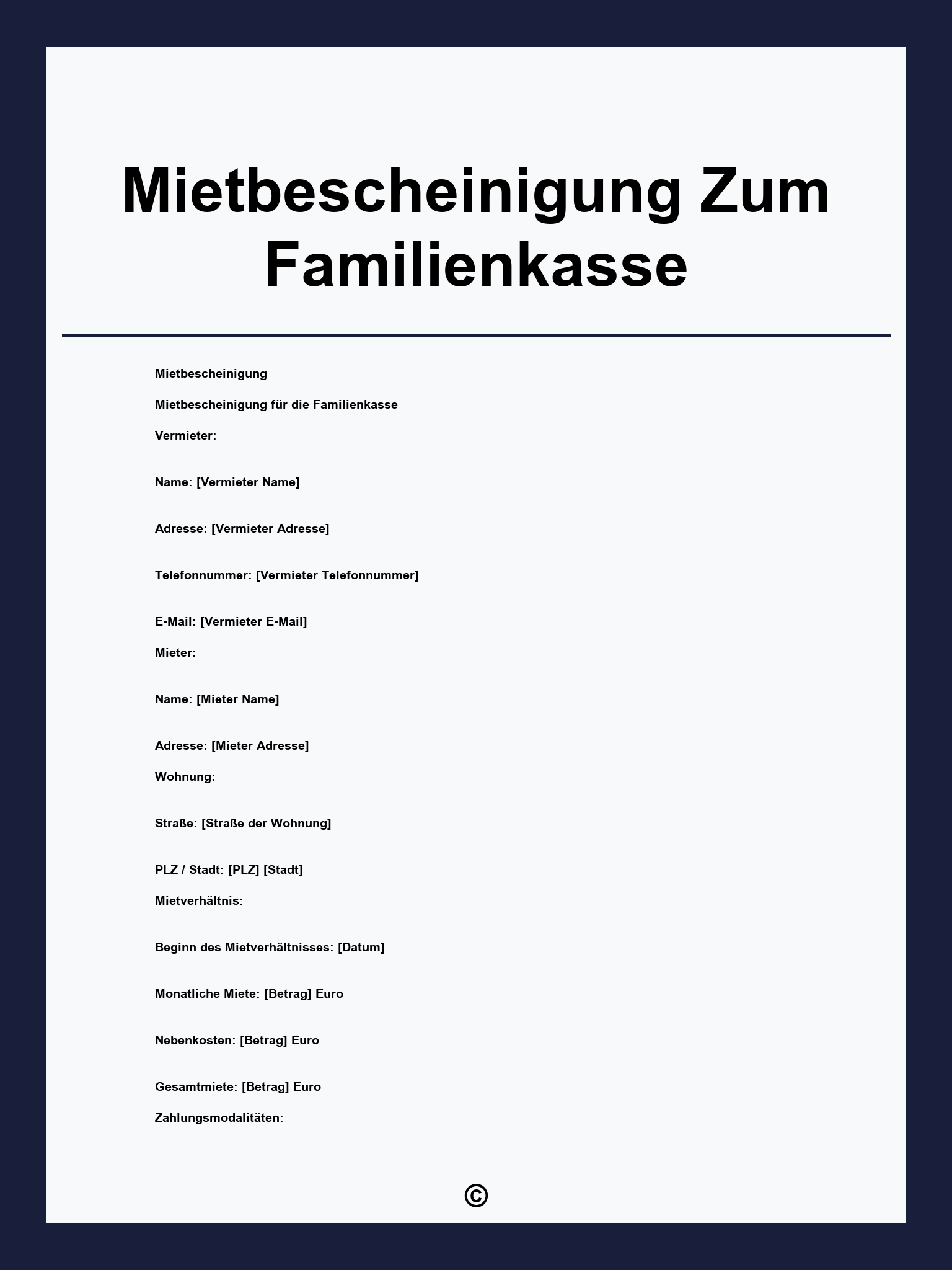 Mietbescheinigung Zum Ausdrucken Familienkasse