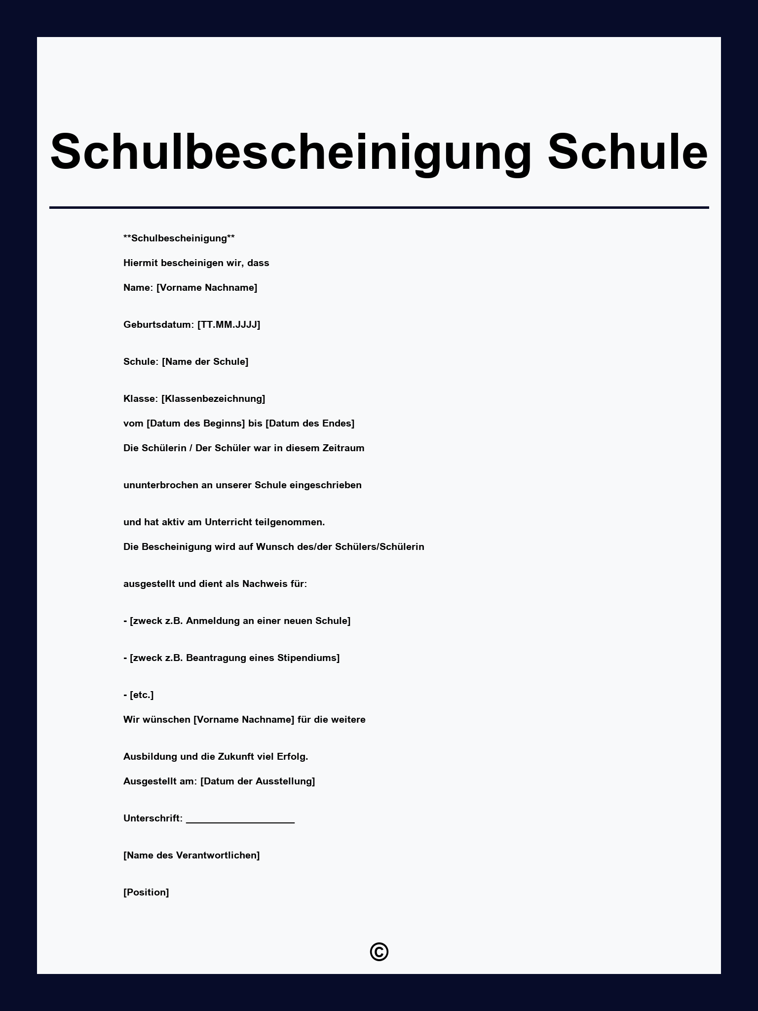 Schulbescheinigung Schule