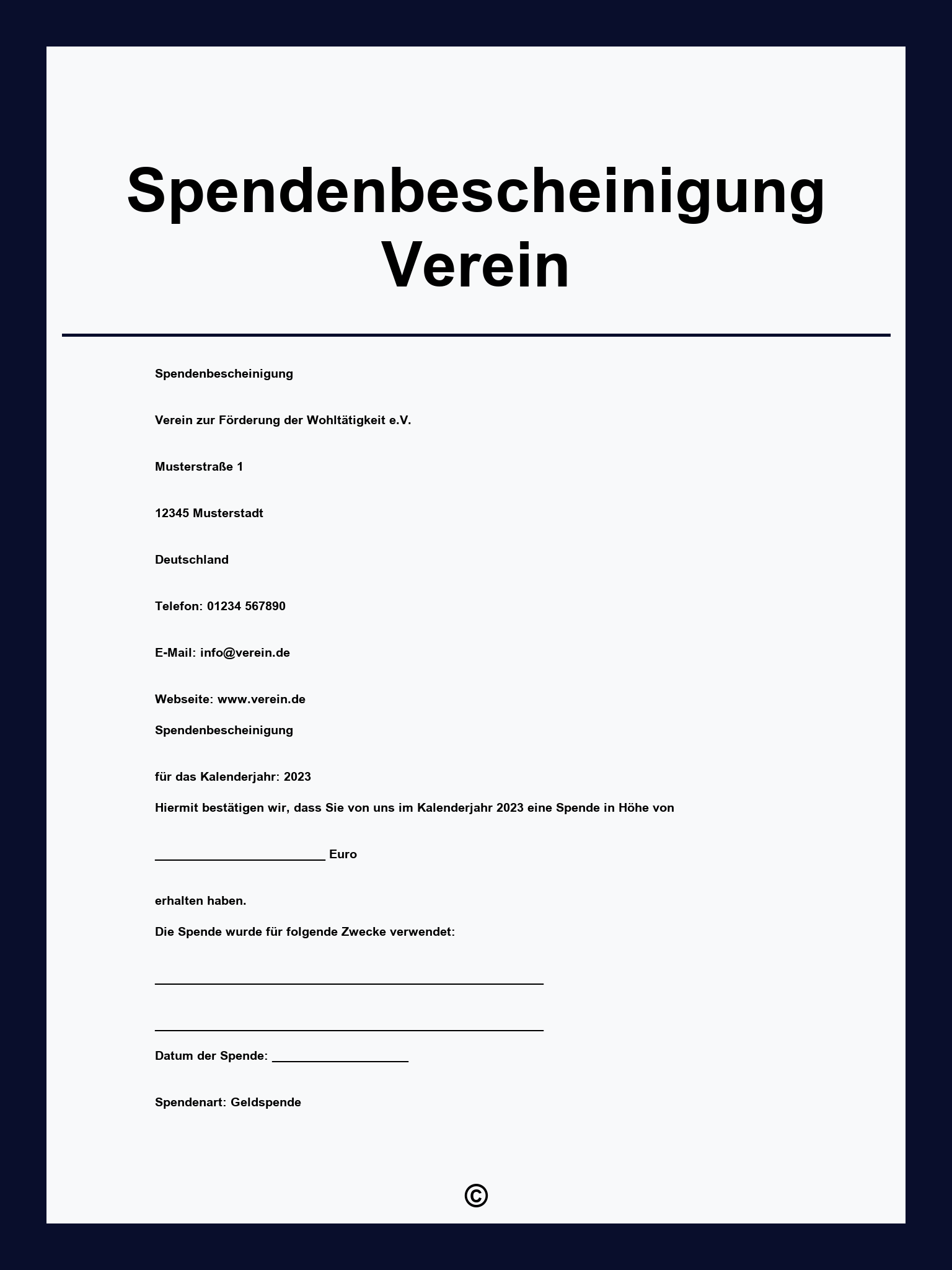 Spendenbescheinigung Verein Vorlage