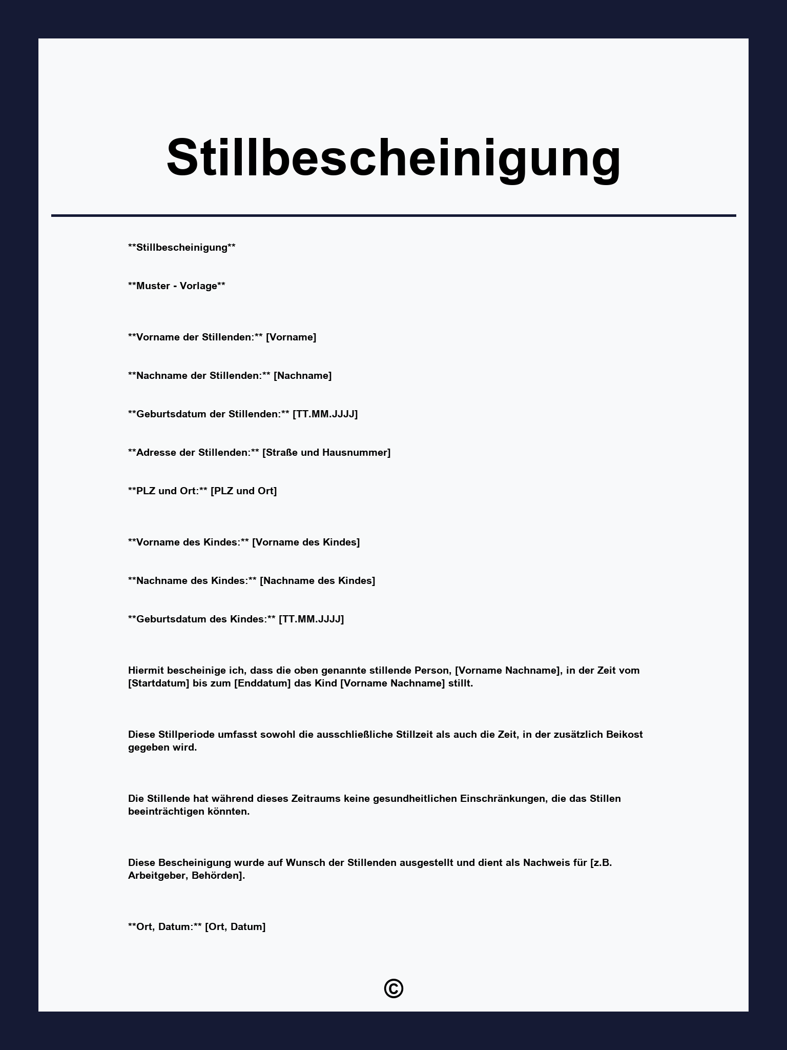 Stillbescheinigung Vorlage
