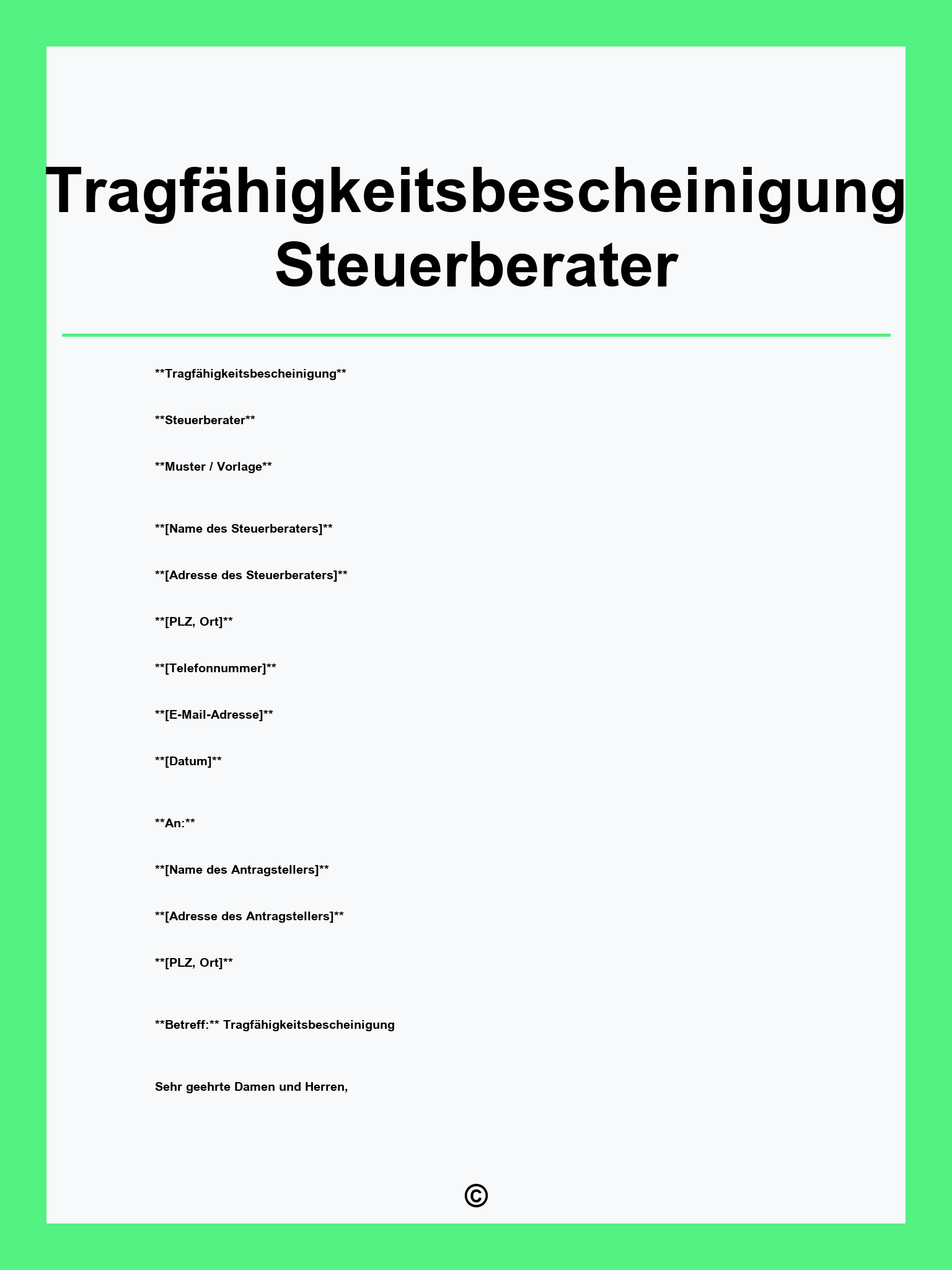Tragfähigkeitsbescheinigung Steuerberater Muster