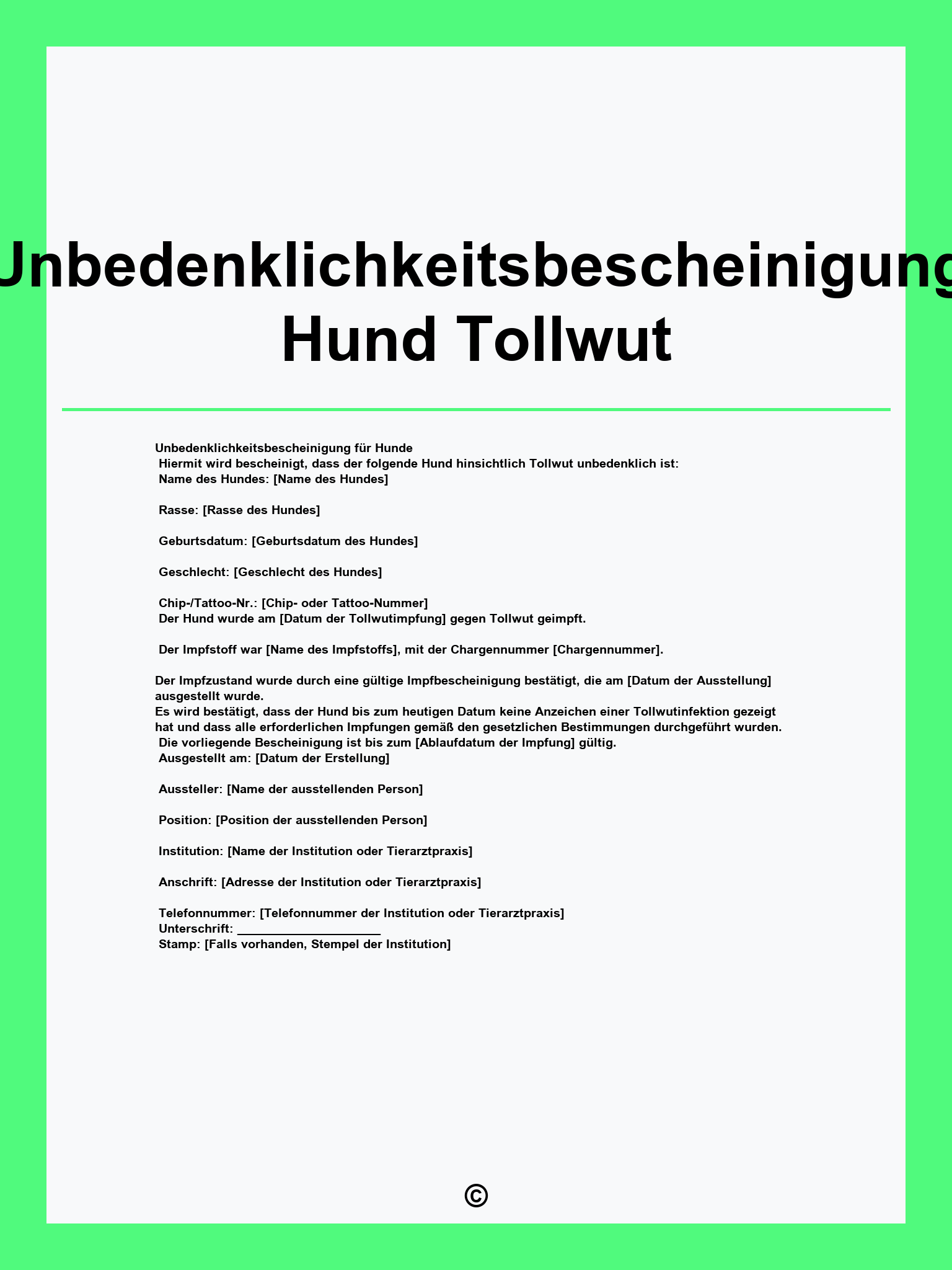 Unbedenklichkeitsbescheinigung Hund Tollwut