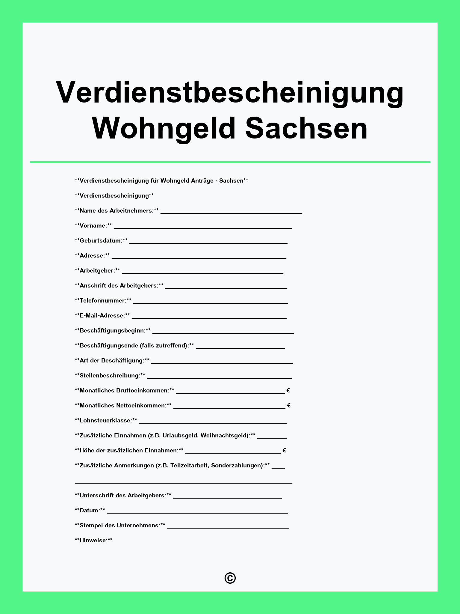 Verdienstbescheinigung Wohngeld Sachsen