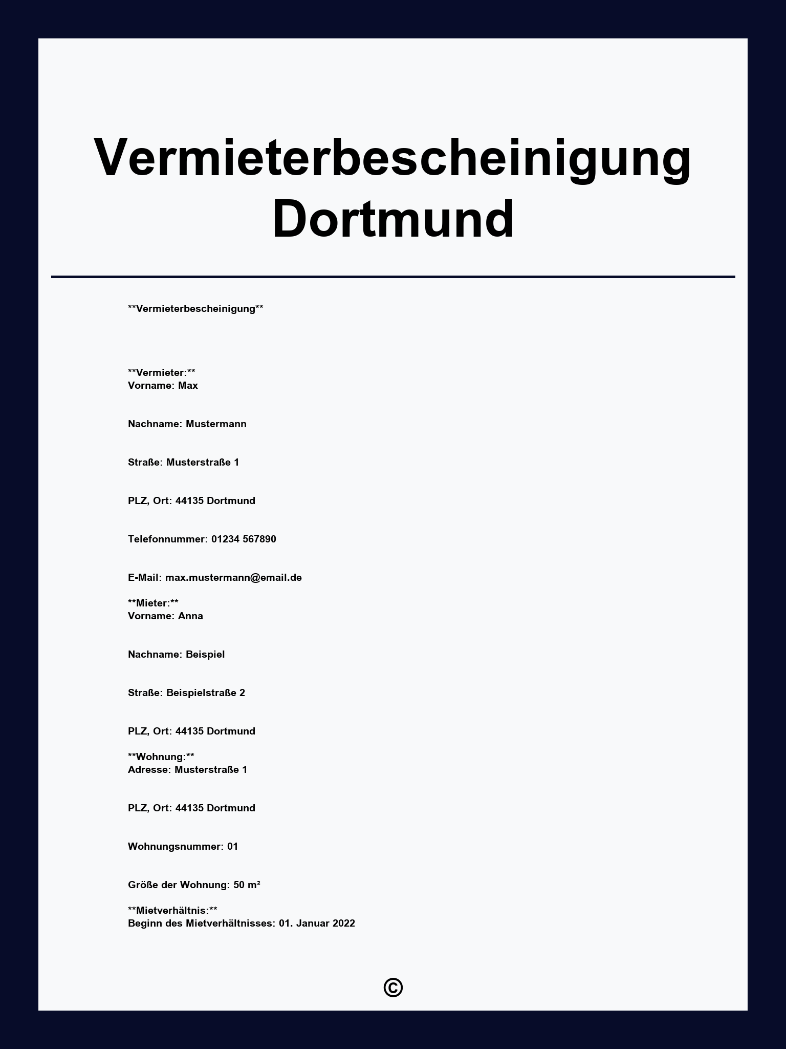 Vermieterbescheinigung Dortmund