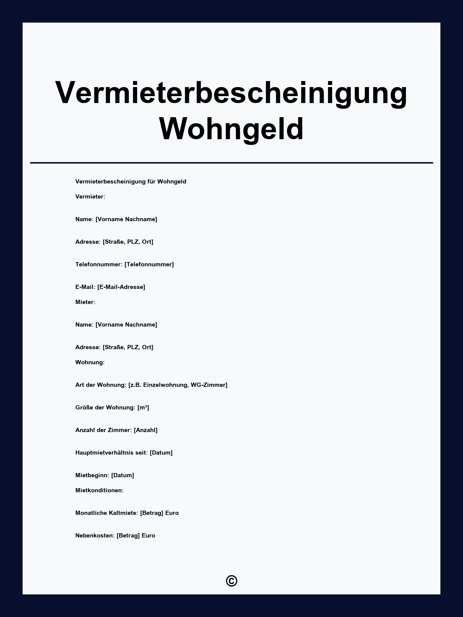 Vermieterbescheinigung Wohngeld