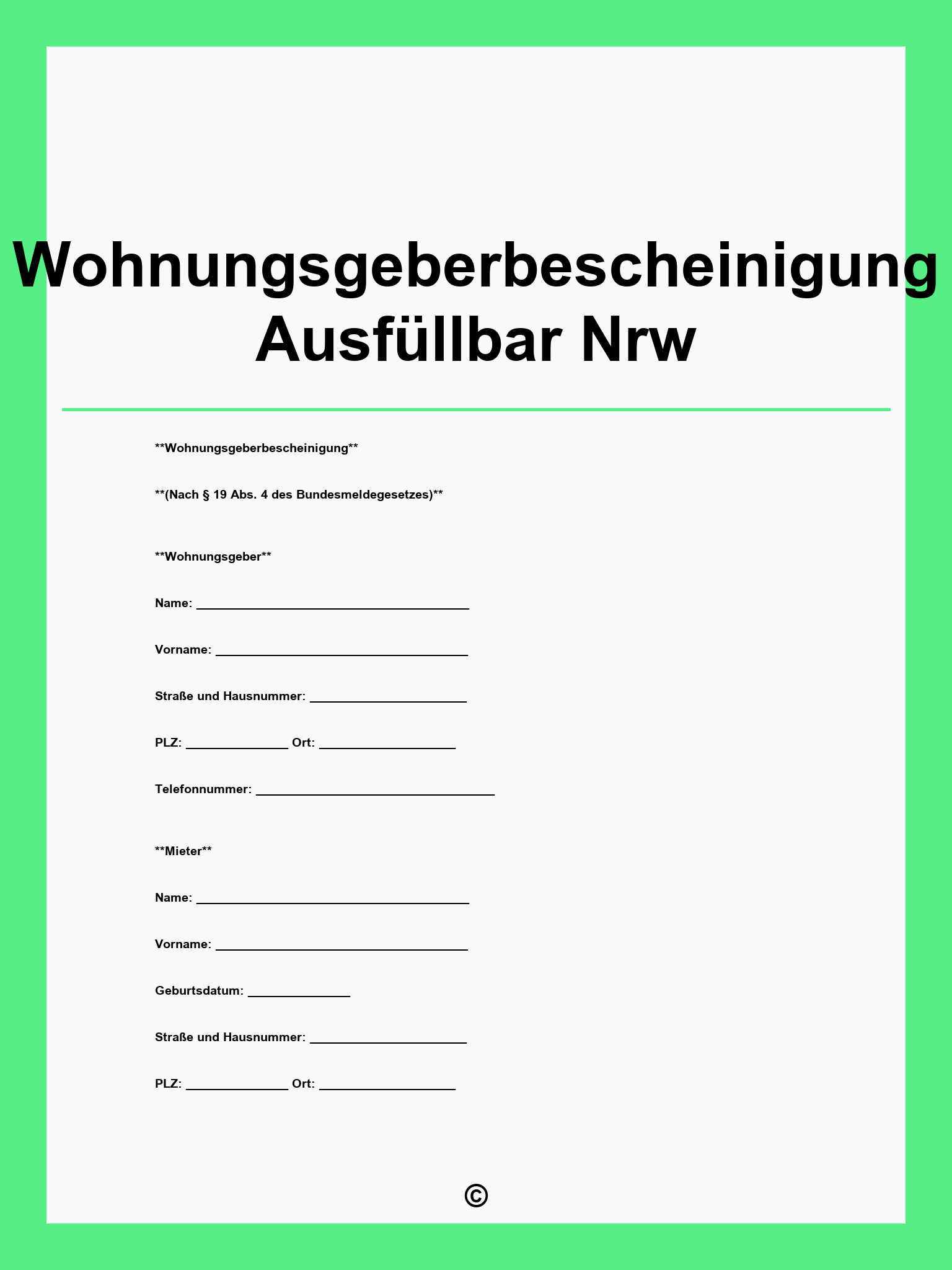Wohnungsgeberbescheinigung Ausfüllbar Nrw