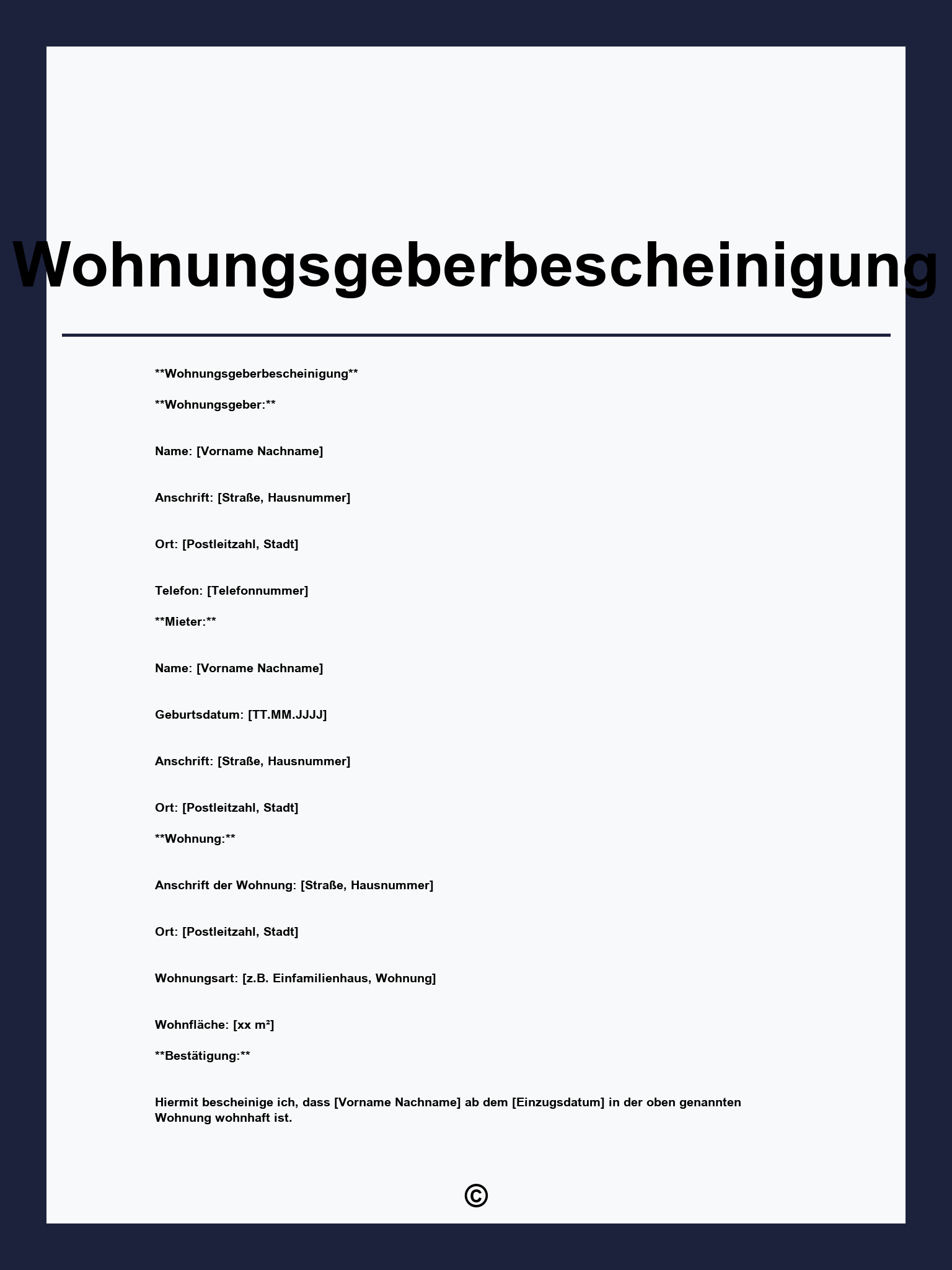Wohnungsgeberbescheinigung